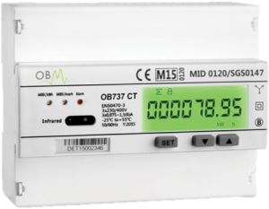 OB737CT Mid Approved, DIN Rail, CT Operated, RS485, Bi-Directional DIGITAL METER